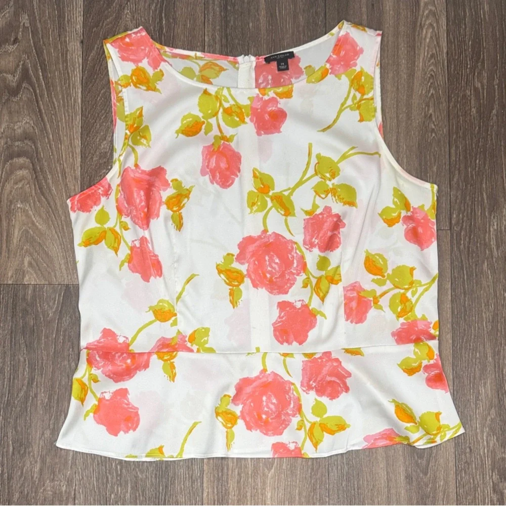 Ann Taylor Floral Tank Top - Pink and Yellow Women’s Size 14 - Picture 1 of 11